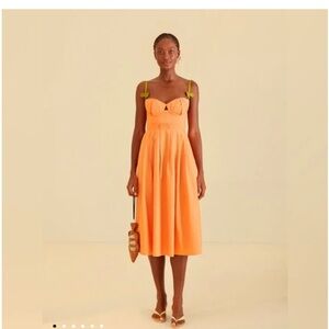 FARM Rio Orange Backless Dress with Green Straps